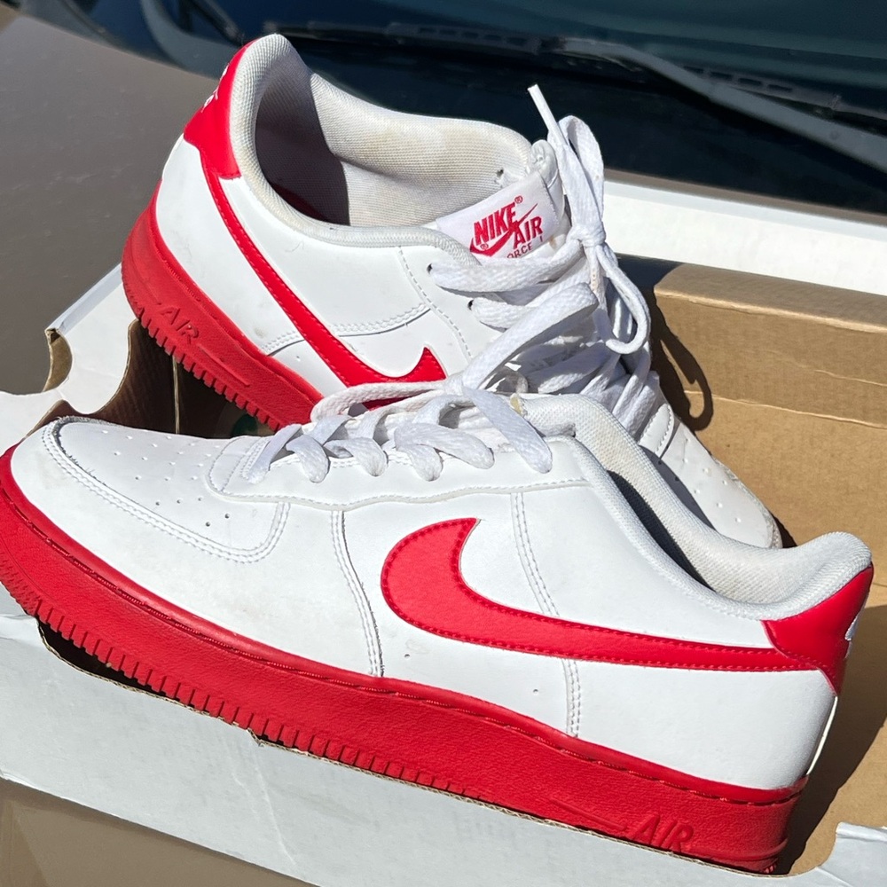 Nike Air Force White and Red Sneakers